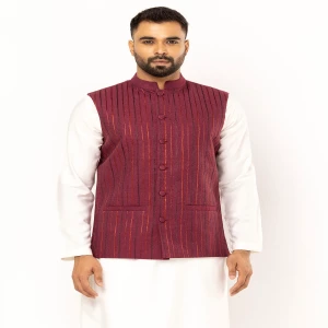 Maroon Embroidered Cotton Coaty